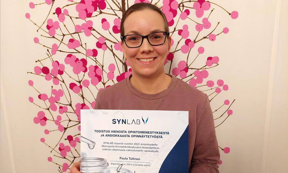 SYNLAB-stipendin sai bioanalyytikoksi valmistunut Paula Tallinen